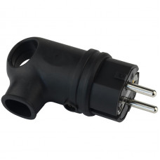 Вилка каучуковая ENERGIO 16А угловая с кольцом.