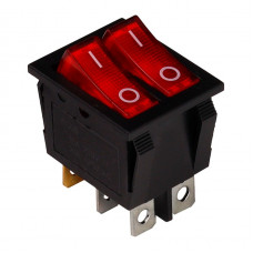 Клавишный переключатель ENERGIO KCD2-2101N-Rd-Bk ON-OFF 2 клавиши с подсветкой