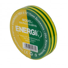 Изоляционная лента ПВХ ENERGIO 0.12*15мм 20м желто-зеленая