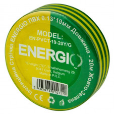 Изоляционная лента ПВХ ENERGIO 0.13*19мм 20м желто-зеленая