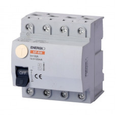 УЗО ENERGIO SP-RM 4P 16А 30мА тип AC Электромеханический