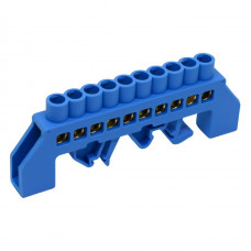 Шина нулевая изолированная ENERGIO на DIN-рейке (универсальная) 10 отв.