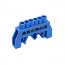 Шина нулевая изолированная ENERGIO на DIN-рейке (универсальная) 6 отв.