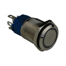 Кнопка металлическая ENERGIO TYJ16-261 с подсветкой без фиксации 220В зелёная NO+NC