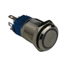 Кнопка металлическая ENERGIO TYJ16-361 с подсветкой с фиксацией 220В зелёная NO+NC