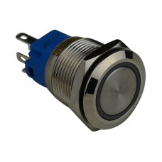 Кнопка металлическая ENERGIO TYJ19-271 с подсветкой без фиксации 220В зелёная NO+NC