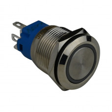 Кнопка металлическая ENERGIO TYJ19-371 с подсветкой с фиксацией 220В зеленая NO+NC