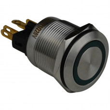 Кнопка металлическая ENERGIO TYJ22-371 с подсветкой с фиксацией 220В зеленая NO+NC