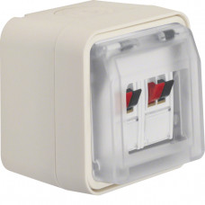 Розетка для громкоговорителя двойная, IP55, пол.белая, W.1, Гарантия