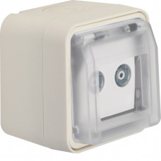 Розетка антенная, 2 отверстия, отдельная, IP55, пол.белая, W.1, Гарантия