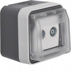 Розетка антенная, 2 отверстия, отдельная, IP55, серая, W.1, Гарантия