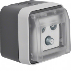 Розетка антенная, 3 отверстия, отдельная, IP55, серая, W.1, Гарантия