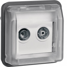 Вставка розетки антенная, 2 отверстия, отдельная, IP55, серая, W.1, Гарантия