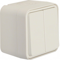 Выключатель 2-клавишный IP55, пол.белый, 10АX/250В W.1, Гарантия