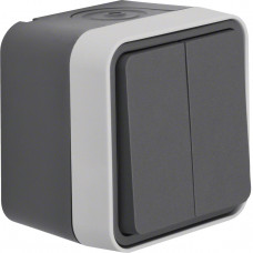 Выключатель 2-клавишный IP55, серый, 10АX/250В W.1, Гарантия