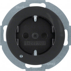 Розетка с ж/к с зах.от детей с LED-подсветкой, 16А/250В, черная, R.х 41092045, Гарантия