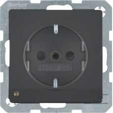 Розетка с ж/к с зах.от детей с LED-подсветкой, 16А/250В, антрацит, Q.х 41096086, Гарантия