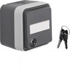 Розетка с ж/к, поле д/надписи, замок, IP55, серая, 16А/250В W.1, Гарантия