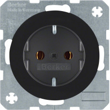 Розетка с ж/к, 16А/250В, черная, R.1/R.3 47432045, Гарантия