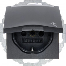 Розетка с ж/к, крышка, поле д/надписи, зах.контактов, антрацит, 16А/250В B.х 47461606, Гарантия
