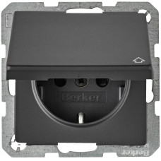 Розетка с ж/к, крышка, зах.контактов, 16А/250В, антрацит, Q.х 47516086, Гарантия