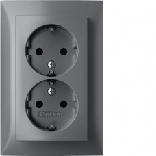 Розетка с ж/к 2X, зах.контактов, цельная, алюминий 16А/250В S.1 47591404, Гарантия