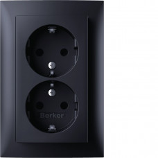 Розетка с ж/к 2X, зах.контактов, цельная, антрацит 16А/250В S.1 47591606, Гарантия