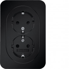 Розетка с ж/к 2X, зах.контактов, цельная, черная 16А/250В R.1 47592045, Гарантия