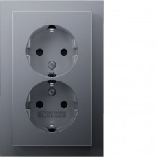 Розетка с ж/к 2X, зах.контактов, цельная, алюминий 16А/250В Q.3 47596094, Гарантия