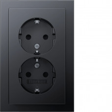 Розетка с ж/к 2X, зах.контактов, цельная, антрацит 16А/250В Q.3 47596096, Гарантия