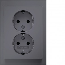 Розетка с ж/к 2X, зах.контактов, цельная, нерж.сталь-лак 16А/250В K.5 47597004, Гарантия