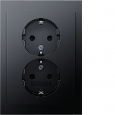 Розетка с ж/к 2X, зах.контактов, цельная, антрацит 16А/250В K.1 47597006, Гарантия