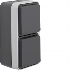 Розетка с ж/к двойная вертикальная IP55, серая, 16А/250В W.1, Гарантия