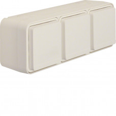 Розетка с ж/к тройная горизонтальная IP55, пол.белая, 16А/250В W.1, Гарантия