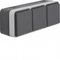 Розетка с ж/к тройная горизонтальная IP55, серая, 16А/250В W.1, Гарантия Розетка с ж/к тройная горизонтальная IP55, серая, 16А/250В W.1, Гарантия