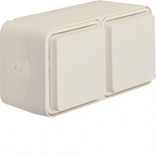 Розетка с ж/к двойная горизонтальная IP55, пол.белая, 16А/250В W.1, Гарантия