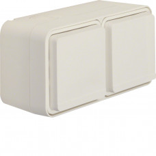 Розетка с ж/к двойная горизонтальная IP55, пол.белая, 16А/250В W.1, Гарантия