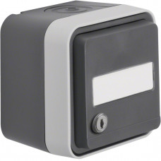 Розетка с ж/к, поле д/надписи, замок, IP55, серая, 16А/250В W.1, Гарантия