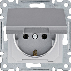 Розетка с ж/к с крышкой Lumina, серебряная, 16А/230В WL1152, Гарантия