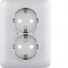 Розетка с ж/к двойная с защитой контактов Lumina, серебряная, 16А/230В WL1262, Гарантия