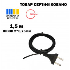 Шнур с вилкой МЕГАтек ШВВП 2*0,75 черный 1,5 м