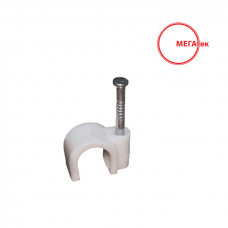 Кабельная клипса МЕГАтек (скоба с гвоздем) круглая 9 мм белая (100шт)