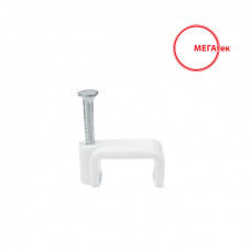 Кабельная клипса МЕГАтек (скоба с гвоздем) плоская 10 мм белая (100шт)