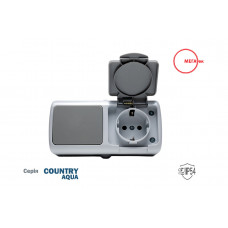 Выключатель наружный 1кл. + розетка 1-я ж/к Coutnry Aqua МЕГАтек IP54 MTAQ-0103-003