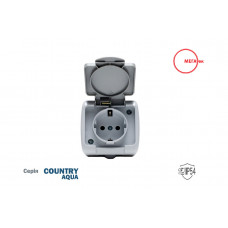 Розетка наружная 1-я ж/к с крышкой IP54, Coutnry Aqua МЕГАтек MTAQ-0105-005