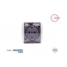 Розетка наружная 1-я ж/к с прозрачной крышкой IP54, Coutnry Aqua МЕГАтек MTAQ-0107-007