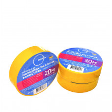 Изоляционная ПВХ лента МЕГАтек 20 метров желтая 0,12*19 огнестойкая МТИ-0103-2025