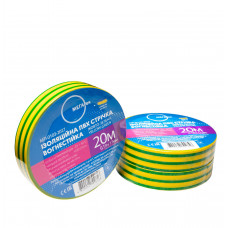 Изоляционная ПВХ лента МЕГАтек 20 метров желто-зеленая 0,19*17 огнестойкая МТИ-0103-2027