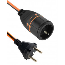 Удлинитель одноместный оранжевый МЕГАтек ПВС 15м 2*1,5мм с фиксирующей розеткой МТП-0110-1053