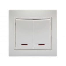Выключатель двойной с подсветкой  LEZARD Mira белый